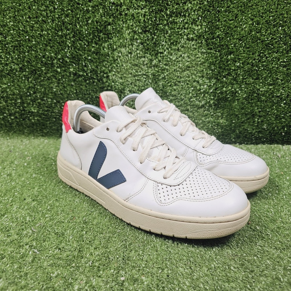 Veja V-10 White Nautico Leather Athletic Casual Sneakers Mens Size US 11